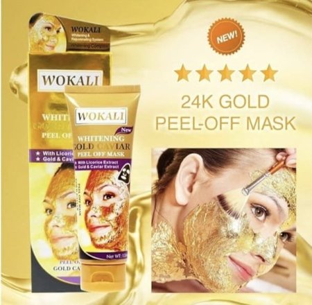 قناع التقشير للتبيض بالكاڤيار الذهبي وخلاصة عرق السوس من WOKALI