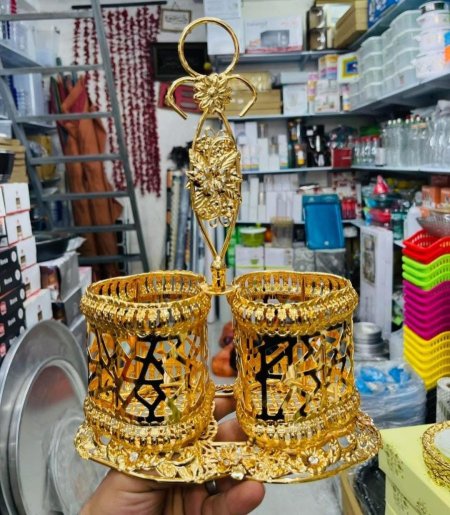 حمالة كاسات و فناجين ذهبي